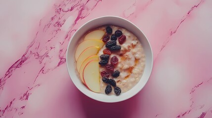 Soft porridge with a smooth finish, presented in an artistic swirl for minimalistic and clean breakfast backgrounds