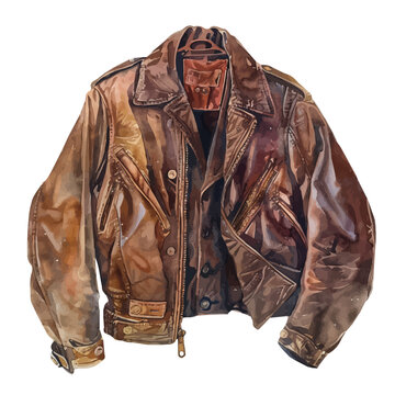 recommend clip art: A watercolor vector of a leather jacket, isolated on a white background. Leather jacket vector.