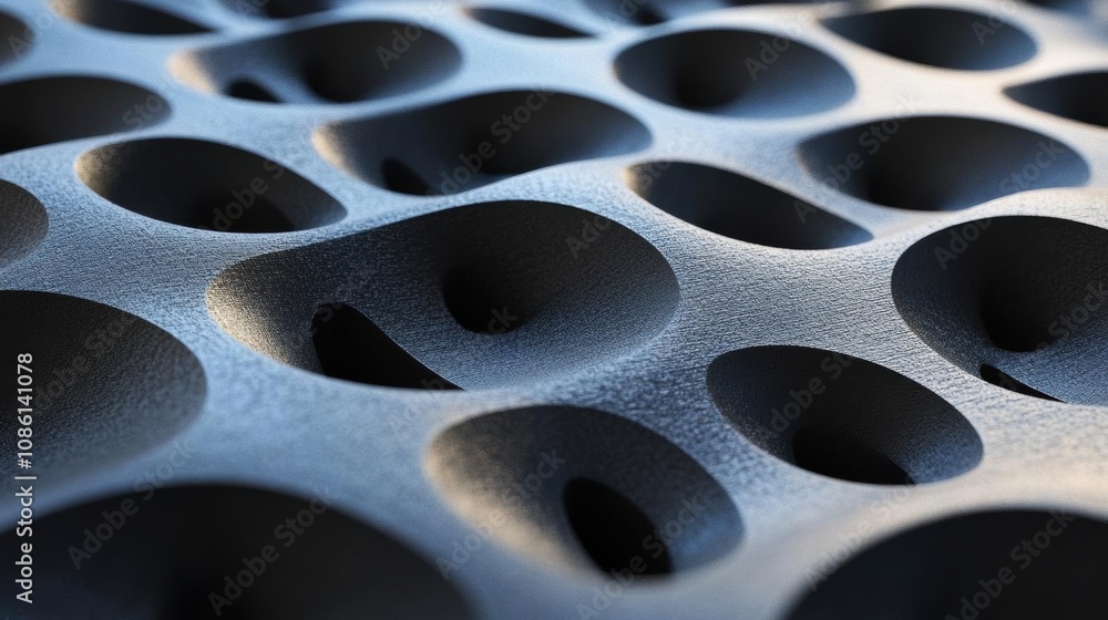 Poster abstract 3d surface with circular indentations