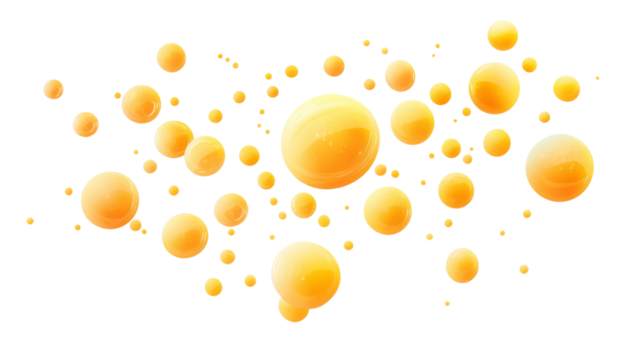 Yellow liquid bubbles transparent background - Powered by Adobe
