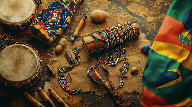 Celebrating South African Freedom Day with African drums and cultural artifacts
