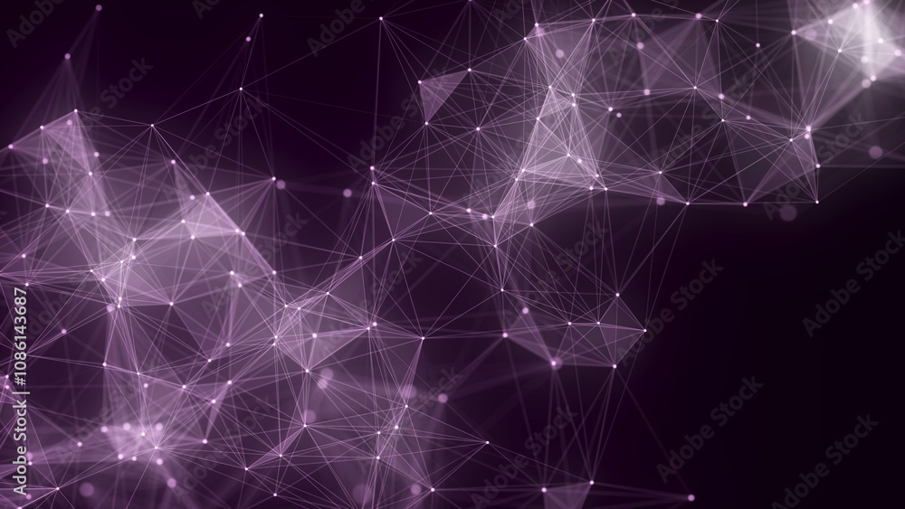 Poster Network connection structure. Blue science background. Abstract digital background. Big data visualization. 3d rendering.