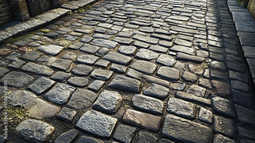 Poster cobblestone street: a rustic path through time