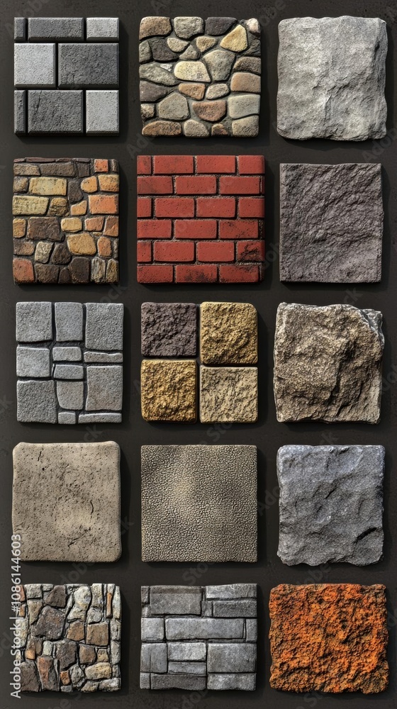 Poster stone textures: a diverse collection of 15 high-resolution tileable patterns for game development an