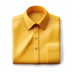 3D illustration of a folded yellow shirt with a pointed collar and button details