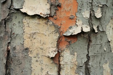 Fototapeta premium Closeup of a Tree Bark with Peeling Layers of Color