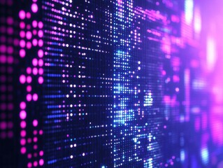 Abstract Digital Glitch Pattern with Purple and Blue Lights