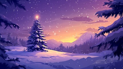 Fototapeta premium Snowy Christmas Tree Landscape