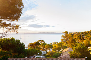 Obraz na płótnie Canvas Camping on the Cote d'Azur with view on sea