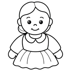 Baby doll outline coloring page for kids