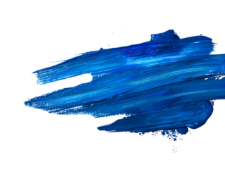 blue paint brush strokes in watercolor isolated against white background, PNG