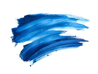 blue paint brush strokes in watercolor isolated against white background, PNG