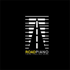 Piano and road logo design. Can be used for graphic elements on jazz music banner posters.