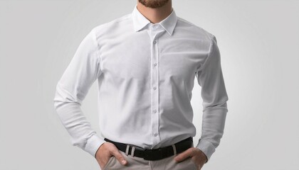 white long sleeved button down dress shirt mockup