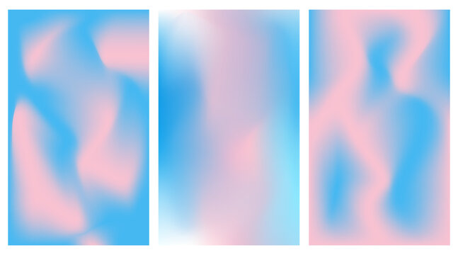 Elegant blue and pink sky backdrop. Pastel summer hues in a soft vector design. Abstract trendy blurred gradient background set with a light, minimal feel