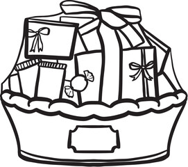 Generic Gift Basket Line Art for Holidays, Birthdays, and more