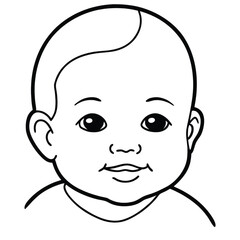 Cute baby face outline coloring page for kids