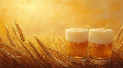 Golden Beer in Wheat Fields: A Celebration of Harvest and Flavor