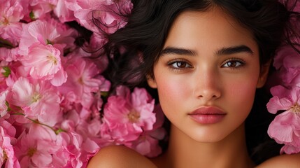Naklejka premium Captivating Beauty Amidst Blooming Pink Flowers