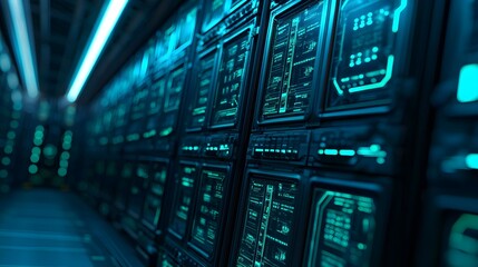 Obraz premium Futuristic Server Room Interface