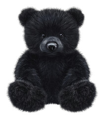 Obraz premium PNG Black bear plush toy on white background