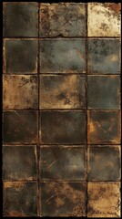 Rustic Brown and Gold Tile Wall: A Vintage Textured Background
