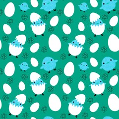 Easter chicken seamless birds pattern for wrapping paper and fabrics