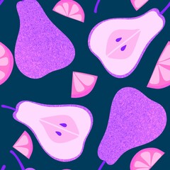 Summer fruit seamless pears pattern for wrapping paper and fabrics