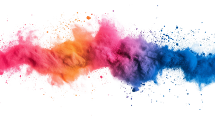 Explosion and smoke in rainbow colors transparent background