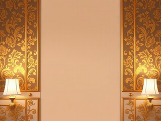 Obraz premium Golden floral wallpaper with a seamless luxury design perfect for adding a touch of elegance to any room, seamless, decoration