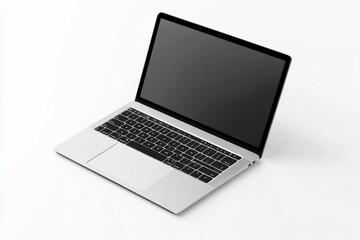 Sleek Silver Laptop with Black Screen on White Background