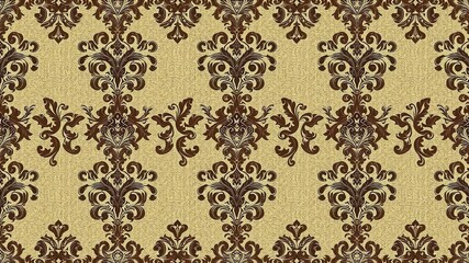 Fototapeta premium Intricate damask seamless pattern with floral motifs and swirling shapes, vintage, luxury