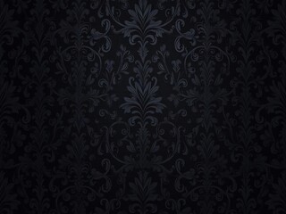 Luxurious black charcoal floral wallpaper with intricate patterns and textures, textured, elegant