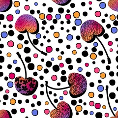 Summer fruit seamless cherry berry pattern for wrapping paper and fabrics