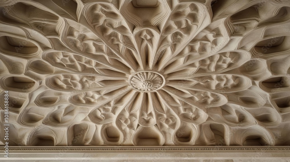 Poster intricate architectural design: a close-up view of a circular ceiling