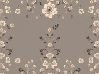 Fototapeta premium Seamless charcoal small floral elements wallpaper with elegant design for interior decor or digital backgrounds, interior decor, floral