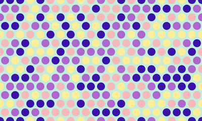 Seamless spotted pattern with colorful round shapes, ideal for abstract backgrounds, wallpaper, or textile prints with a geometric touch.
