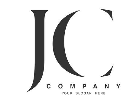JC logo design. Initial letter j and c serif font style. Creative classic company name typography. Trendy logotype or identity.