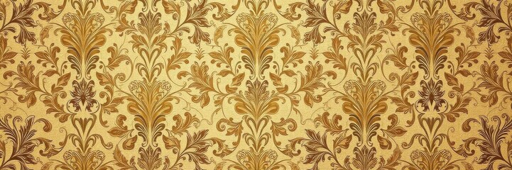 Vintage damask wallpaper featuring intricate floral and damask patterns in a muted color palette, wallpaper, antique