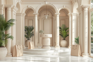 A large room with a white ceiling and white walls