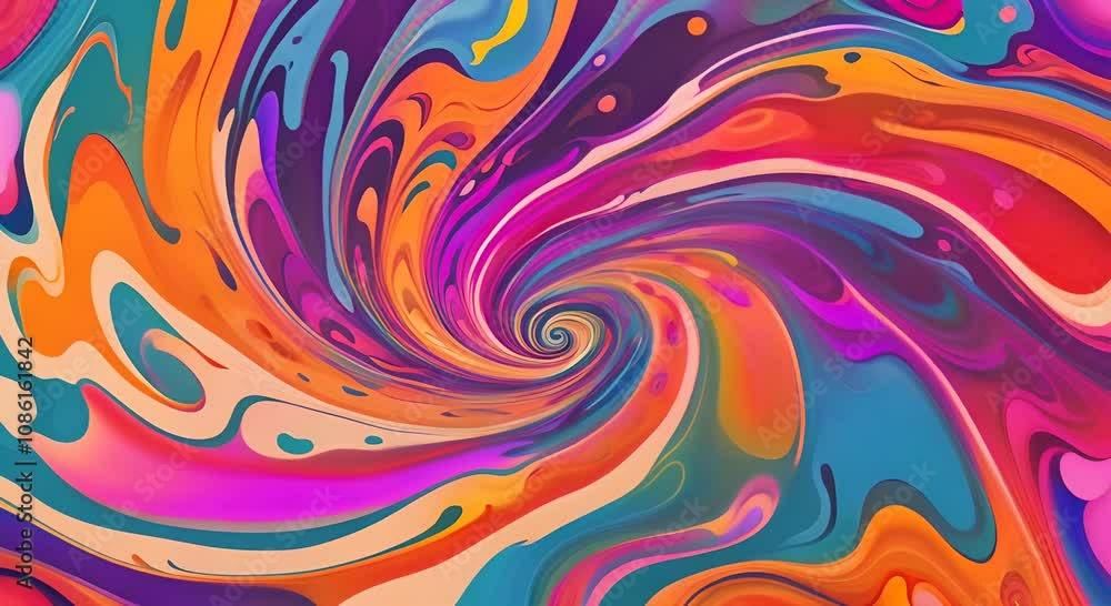 Aufkleber multicolored dynamic swirl of paint pattern with different colors psychedelic wallpaper 4k