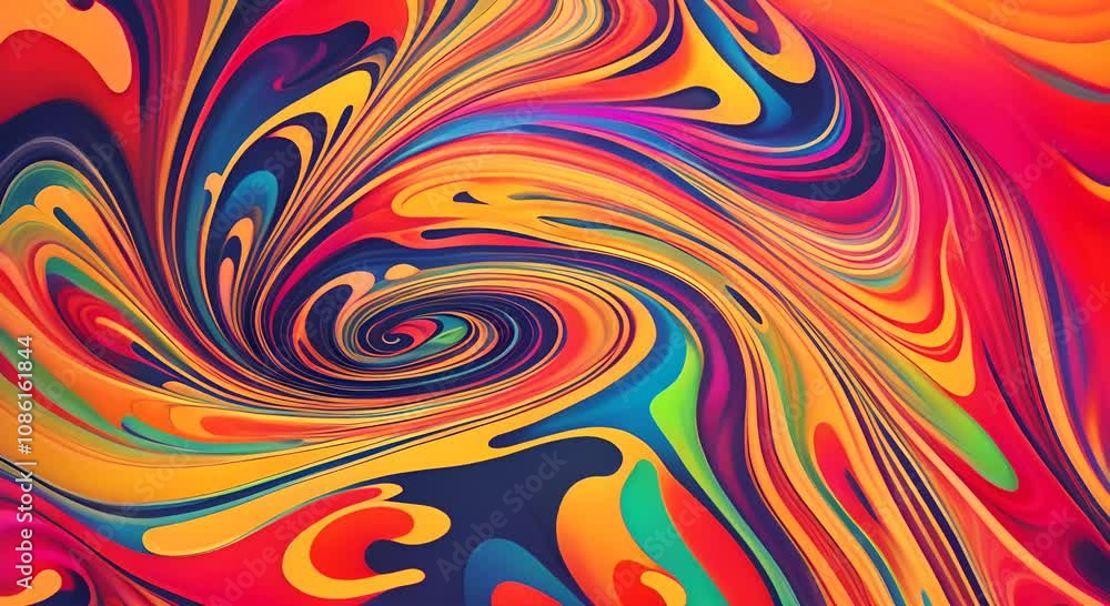Poster multicolored dynamic swirl of paint pattern with different colors psychedelic wallpaper 4k