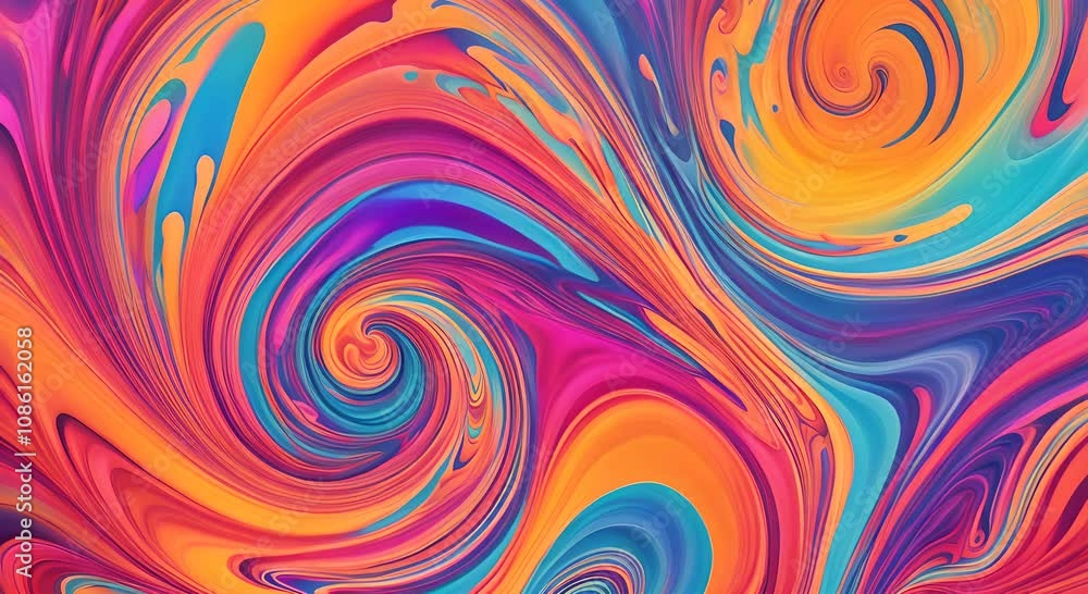 Poster multicolored dynamic swirl of paint pattern with different colors psychedelic wallpaper 4k