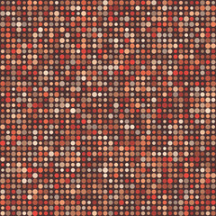Abstract pattern featuring circles in multiple colors, including rustic brown, muted red, and earthy tones. Adorable vector illustration.