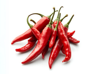 Set of chili peppers, red and hot peppers isolated on white background.