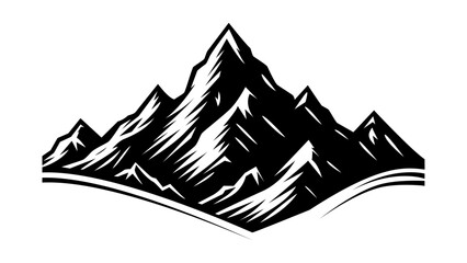 Fototapeta premium Bold Mountain Silhouettes Black Vector Designs for Nature-Inspired Product Banners and Covers