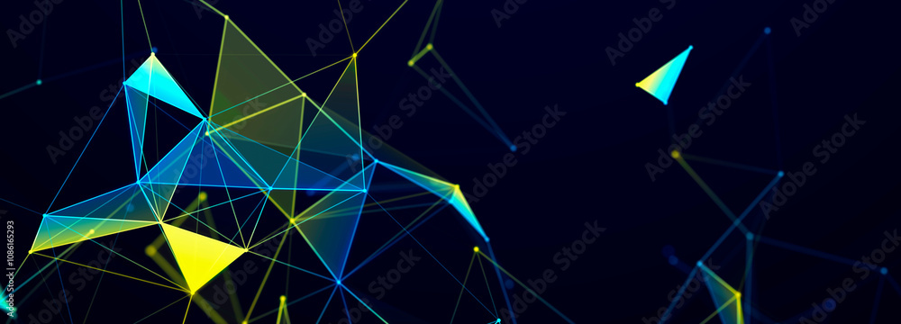 Poster colored polygonal structure. beautiful illustration with connected dots and lines. digital network b