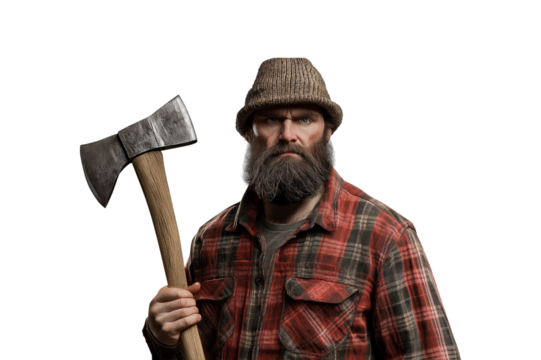A lumberjack isolated on white, png