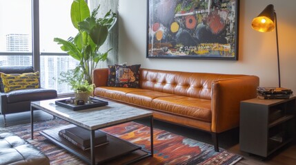 Modern Living Room with Stylish Furniture and Art