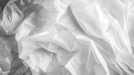 Obraz premium Textured white crumpled plastic sheet creating an abstract pattern in soft natural light